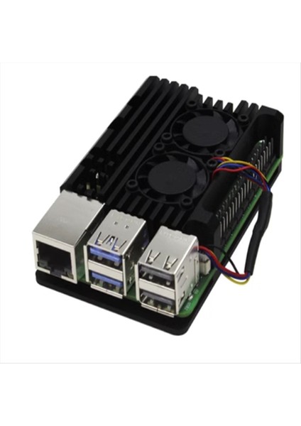 Raspberry Pi 5 Nesil Alüminyum Alaşım Kabuğu Pwm Sıcaklık Kontrol Soğutma Çift Fan Aktif Koruyucu Kılıf (Yurt Dışından)