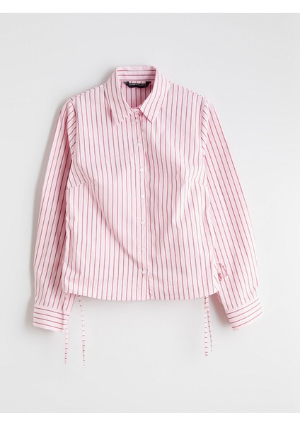 Yeni Sezon Çizgili Büzgülü Kadın Gömlek indirimleri