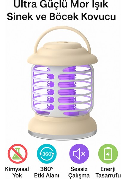 Taşınabilir LED Lamba Sivrisinek Kovucu,uv IŞIK,1200MAH,400 LÜMEN,10000K Renk Sıcaklığı,3 Mod