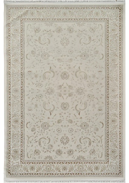 Soft 1122 Krem Bej Nostaljik Desenli Modern Yumuşak Dokuma Salon Mutfak Yolluk Oturma Odası Halısı
