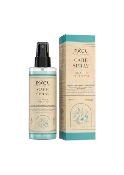 Pxel Çift Fazlı Isı Koruyucu ve Onarıcı Fön Suyu 200 ml – Vegan, Durulanmayan Saç Bakım Spreyi, Tüm Saç Tipleri Için, Elektriklenme Önleyici, Parlaklık ve Yumuşaklık Sağlar