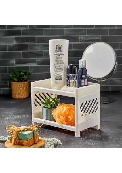 Deconox 2 Katlı Çok Amaçlı Makyaj Organizeri – Şeffaf Akrilik Takı & Kozmetik Düzenleyici | Banyo, Mutfak ve Çalışma Odası Için Raf | Modern ve Yer Tasarruflu