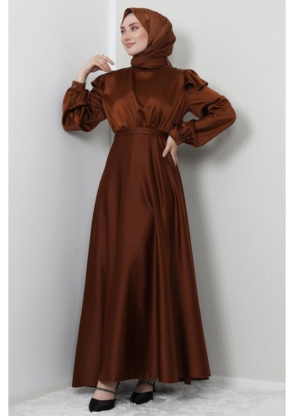 Omuz Detay Elbise Tarçın