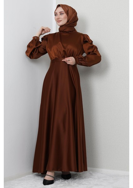 Omuz Detay Elbise Tarçın modelleri