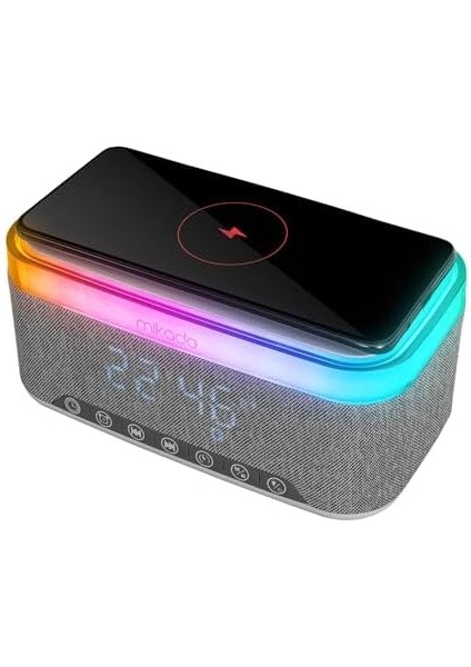 Md-W8 Bluetooth 1200MAH Kablosuz Şarj, Alarmlı Saat ve Rgb Gece Lambası Özellikli Hoparlör fiyatları