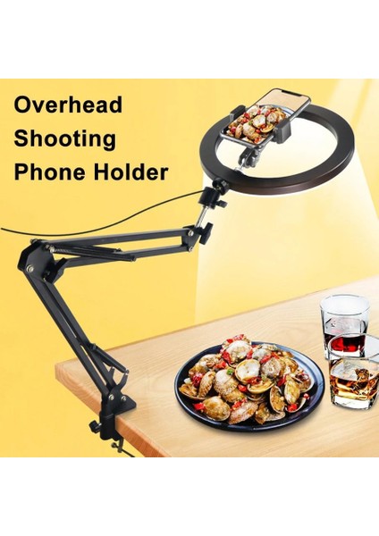 Kıskaçlı 10 Inch Youtuber LED Işıklı Halka Telefon Tutuculu Yüksekliği ve Açısı Ayarlanabilir 10 Inch 26 cm Selfie Yayıncı Makyaj Işığı Masa Kenarına Monte Edilebilir HLK-012A modelleri