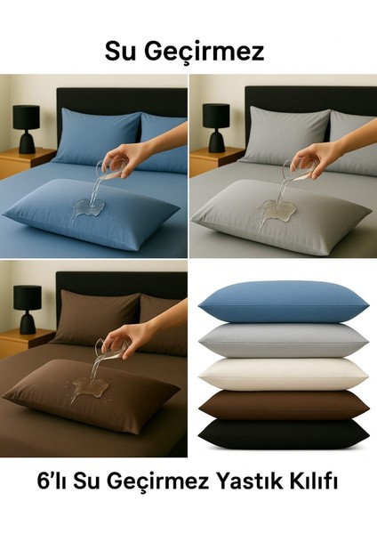 Pamuklu, 6'lı Yastık Alezi, Yastık Kılıfı, Su / Sıvı Geçirmez,(50 x 70 Cm) Renkli Yastık Alezi fiyatları