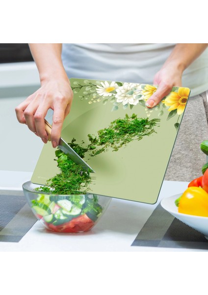 Cam Kesme Tahtası ve Sunumluk Kare Vintage Daisy 30X30 cm indirimleri