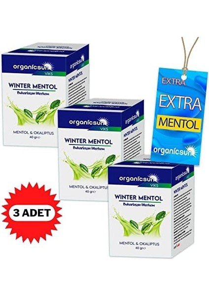 Organicsun Winter Mentol Buharlaşan Merhem Viks Vikis Mentol ve Okaliptus 40 gr x 3 Adet
