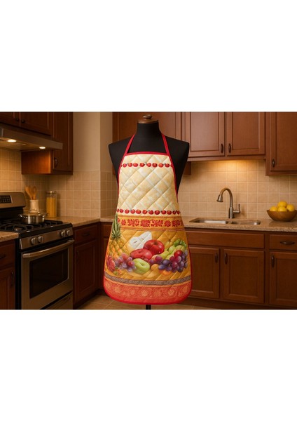 Kapitoneli Sıvı Geçirmez Leke Tutmaz Mutfak Önlüğü Dijital Baskılı Önlük Meyve Şöleni fiyatları