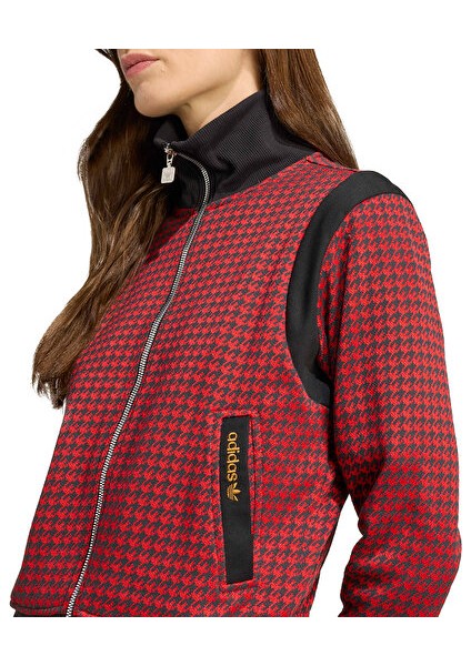 Houndstooth Tt Kadın Günlük Ceket JY3461 Kırmızı fırsatları
