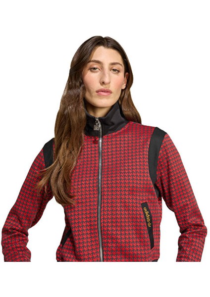 Houndstooth Tt Kadın Günlük Ceket JY3461 Kırmızı indirimleri