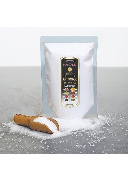 Hanzade Bitkisel Eritritol Doğal Toz Tatlandırıcı 500 gr Sıfır Kalori Keto Diyet Erythritol