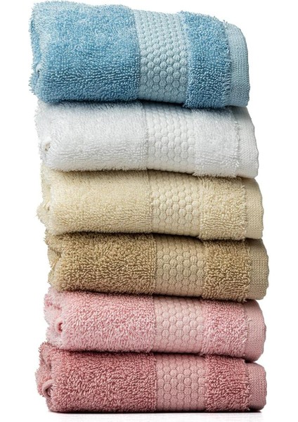 | Minerva |%100 Pamuklu 6'lı Çok Renkli Misafir Havlu Seti Asorti