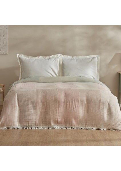 CUBE%100 Pamuk Çift Kişilik Müslin Pike Pembe