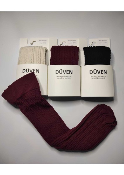 3'lü Paket Yumuşacık Dokusu Klasik Örgü Deseniyle Kalın Kışlık Renkli Dizaltı Çorap