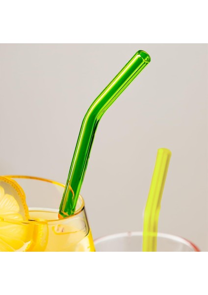 Straw 6'lı Renkli Cam Eğimli Dayanıklı (Borosilikat) Pipet ve 1 Adet Pipet Temizleme Fırçası