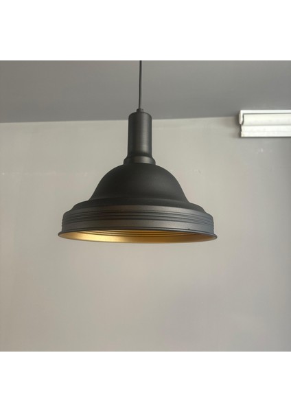Ulmete Siyah Fener Başlık Tekli Sarkıt Avize Salon Ofis Otel Restoran Avizeleri Vintage Tasarım