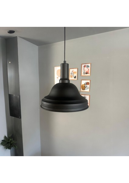Ulmete Siyah Fener Başlık Tekli Sarkıt Avize Salon Ofis Otel Restoran Avizeleri Vintage Tasarım fırsatları