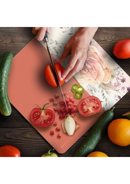 Cam Kesme Tahtası ve Sunumluk Kare Vintage Orange Rose 30X30 cm fırsatları