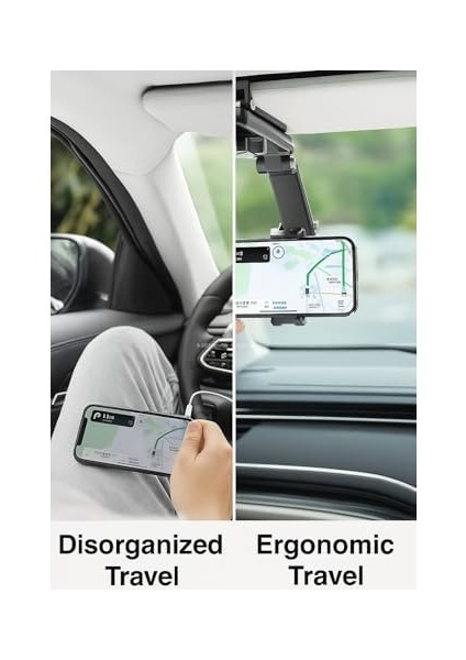 Güneşlik Üzerine Takılan, 1080° Döner Ayarlı, Araç Telefon Tutucu, Evrensel Cep Telefonu Standı, Paslanmaz Abs Malzeme, Şık Tasarım, Seyahat Navigasyon Için modelleri