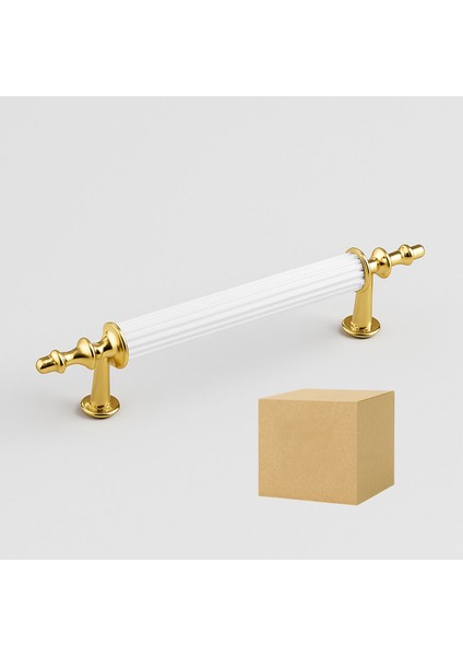 Ovacık 10 Adet Gold Altın Beyaz 96 mm Metal Kulp Mobilya Çekmece Dolap Kapak Kulpu Kulbu Kulpları