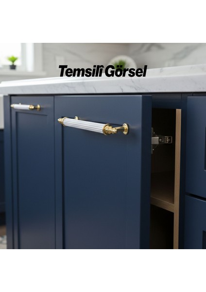 Ovacık 10 Adet Gold Altın Beyaz 96 mm Metal Kulp Mobilya Çekmece Dolap Kapak Kulpu Kulbu Kulpları modelleri