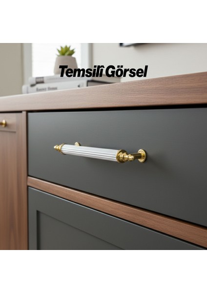 Ovacık 10 Adet Gold Altın Beyaz 96 mm Metal Kulp Mobilya Çekmece Dolap Kapak Kulpu Kulbu Kulpları indirimleri