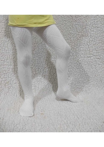 Triko Ayda Pamuklu Cotton Kız Çocuk Beyaz Külotlu Çorap
