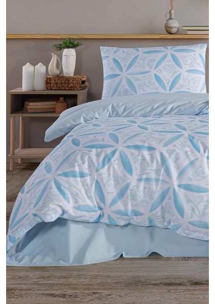 Evelya Blu %100 Pamuk Tek Kişilik Nevresim Takımı