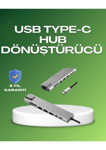 Seyahat Dostu 8‑in‑1 Hub – Şarj & Veri & Video & Ağ Için Eksiksiz Çözüm
