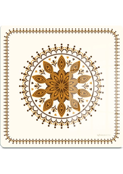 Cam Kesme Tahtası ve Sunumluk Kare Kahve Çini Desenli 30X30 cm fiyatları