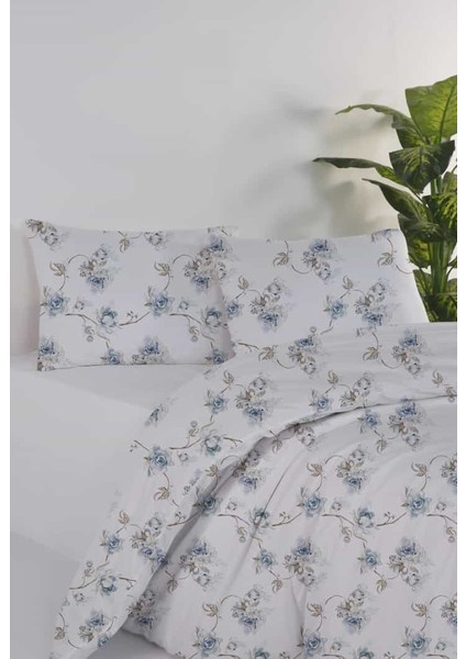 Percale Daphne Blue %100 Pamuk 82 Tel 208TC Çift Kişilik Nevresim Seti