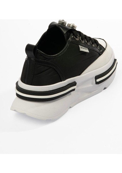 Kadın Paraşüt Sneaker Taş Detaylı Kalın Tabanlı Siyah Zeyra fırsatları