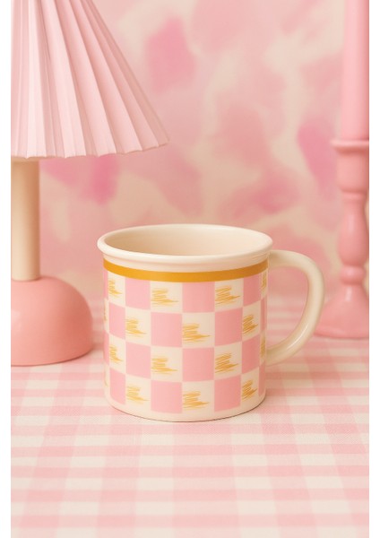 Kadıkızı Pembe Checkmate 2'li Porselen Kupa Seti