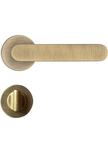 Solo-V Rozetli Kapı Kolu Antik Renk Wc Mandallı Rozet