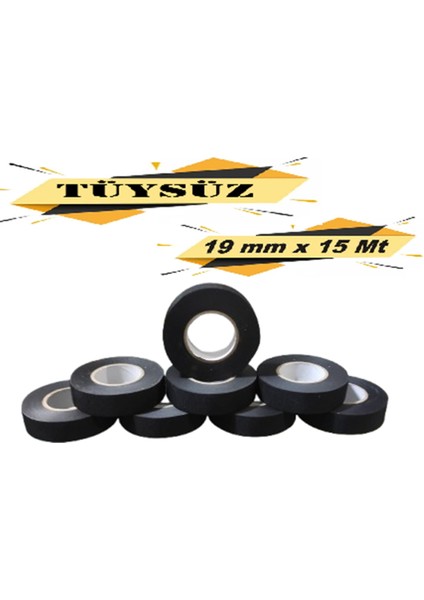 Tüysüz Bez Bant Elektrik Kablo Bandı 19 mm x 15 Metre 8 Adet