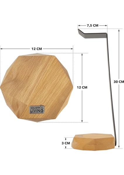 Ahşap & Metal Kulaklık Standı, Masaüstü Kulaklık Askısı, Düzenli ve Şık Tasarım