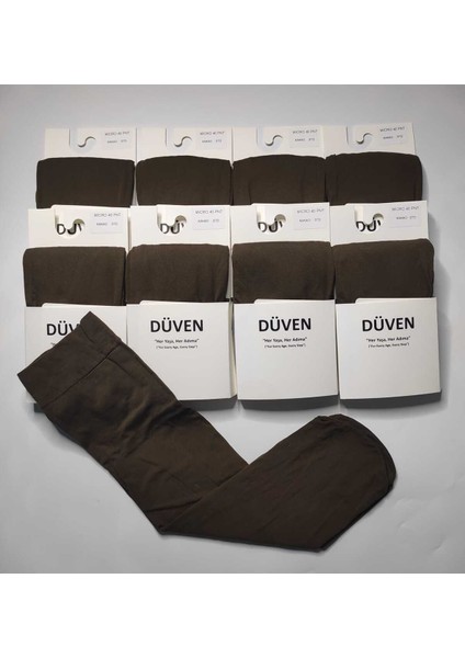 8 Çift Mat Dokulu 40 Den Orta Kalın Mus Kakao Dizaltı Pantolon Çorap