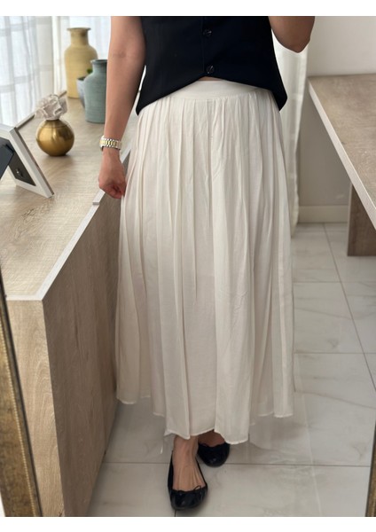 Keten Dökümlü Uzun Tül Etek modelleri