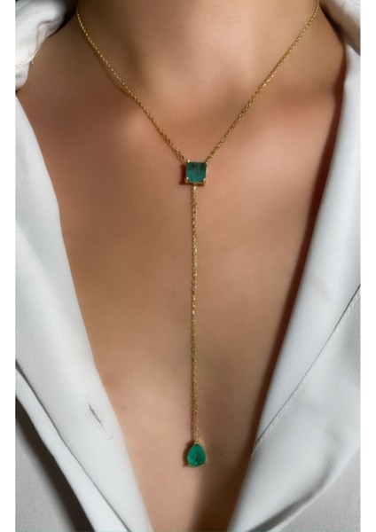 Altın Kaplama Y Kolye Paraiba Kolye 925 Ayar Gümüş fiyatları