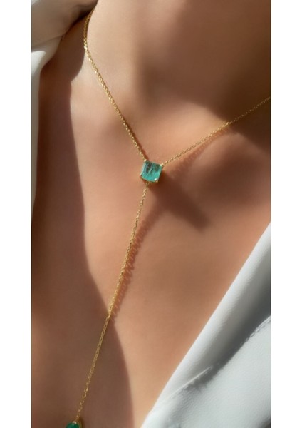 Altın Kaplama Y Kolye Paraiba Kolye 925 Ayar Gümüş modelleri