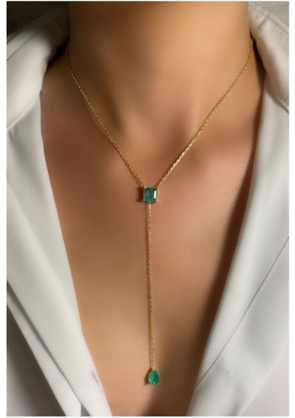 Altın Kaplama Y Kolye Paraiba Kolye 925 Ayar Gümüş fırsatları