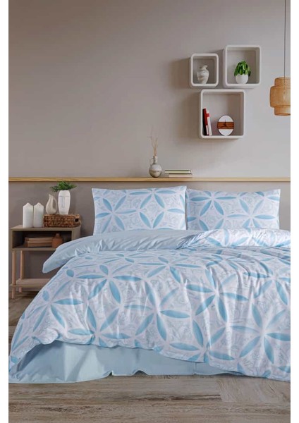 Evelya Blu %100 Pamuk Çift Kişilik Nevresim Takımı