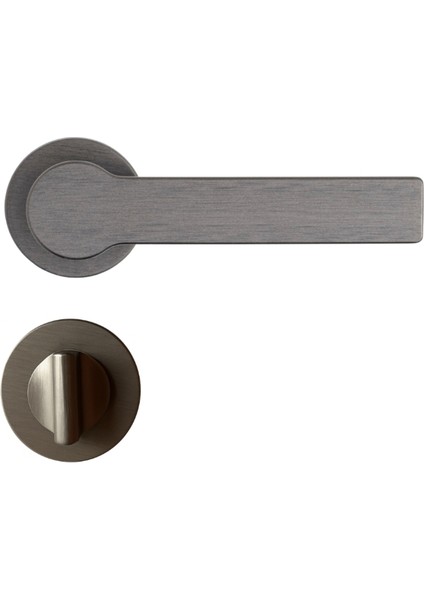 Pantos Rozetli Kapı Kolu Kalaylı Siyah Saten Renk Wc Mandallı Rozet