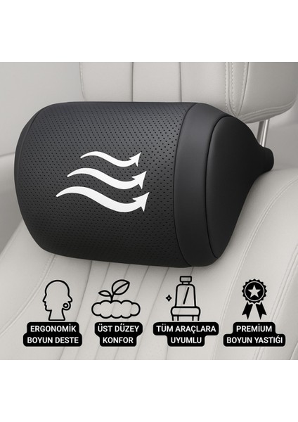 Ergonomik Premium Araç Boyun Yastığı – Delikli Nefes Alabilen Yapı, Tüm Araçlara Uyumlu, Ortopedik Yastık
