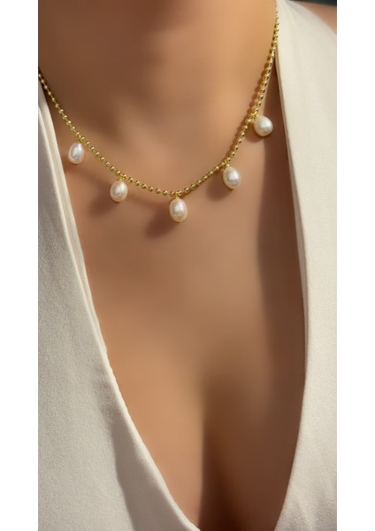 Altın Kaplama Kibar ve Zarif Top Zincir Gerçek Doğal Incili Kolye 925 Ayar Gümüş Top Zincirli Inci Kolye fiyatları