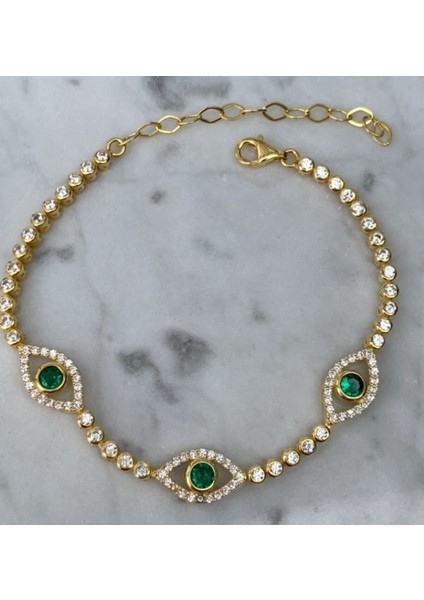 Renkli Nazar Göz Bileklik 925 Ayar Gümüş