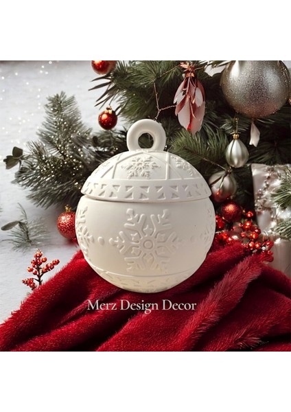 Yılbaşı Yeni Yıl Kar Tanesi Temalı Kapaklı Beton Dekoratif Kutuda Soya Wax Mum