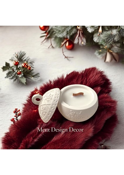 Yılbaşı Yeni Yıl Kar Tanesi Temalı Kapaklı Beton Dekoratif Kutuda Soya Wax Mum fiyatları